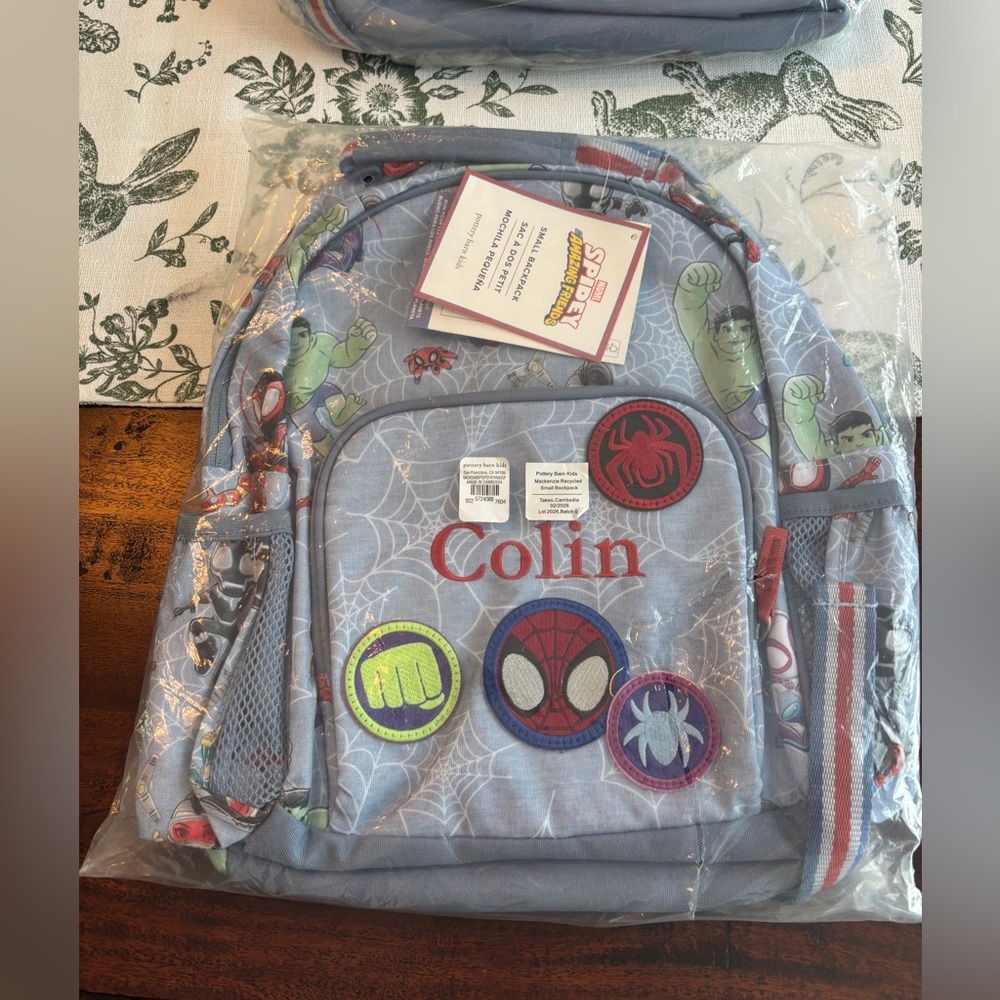 NWT Spidey backpack monogrammed Colin